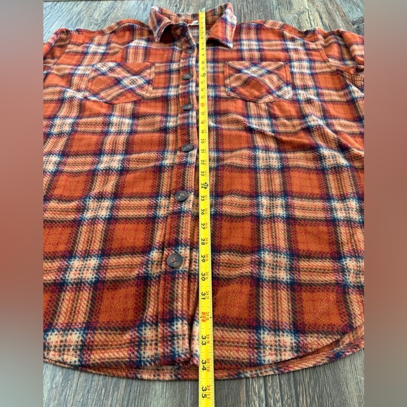 Maurices Wilder Orange Plaid Fleece Shacket Shirt Jacket Size 2X Button Front - Picture 3 of 7